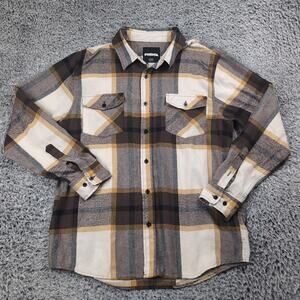 RSQ Shirt Men Medium Brown Plaid Flannel Lumberjack Casual Preppy Long Sleeve